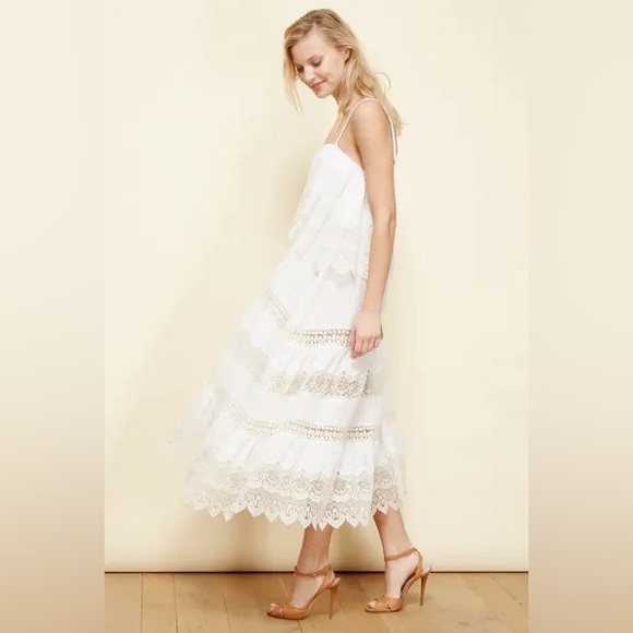 ANTHROPOLOGIE Mes Desmoiselles Crochet boho Lace Midi Dress PISTIL 38 M - Picture 5 of 13